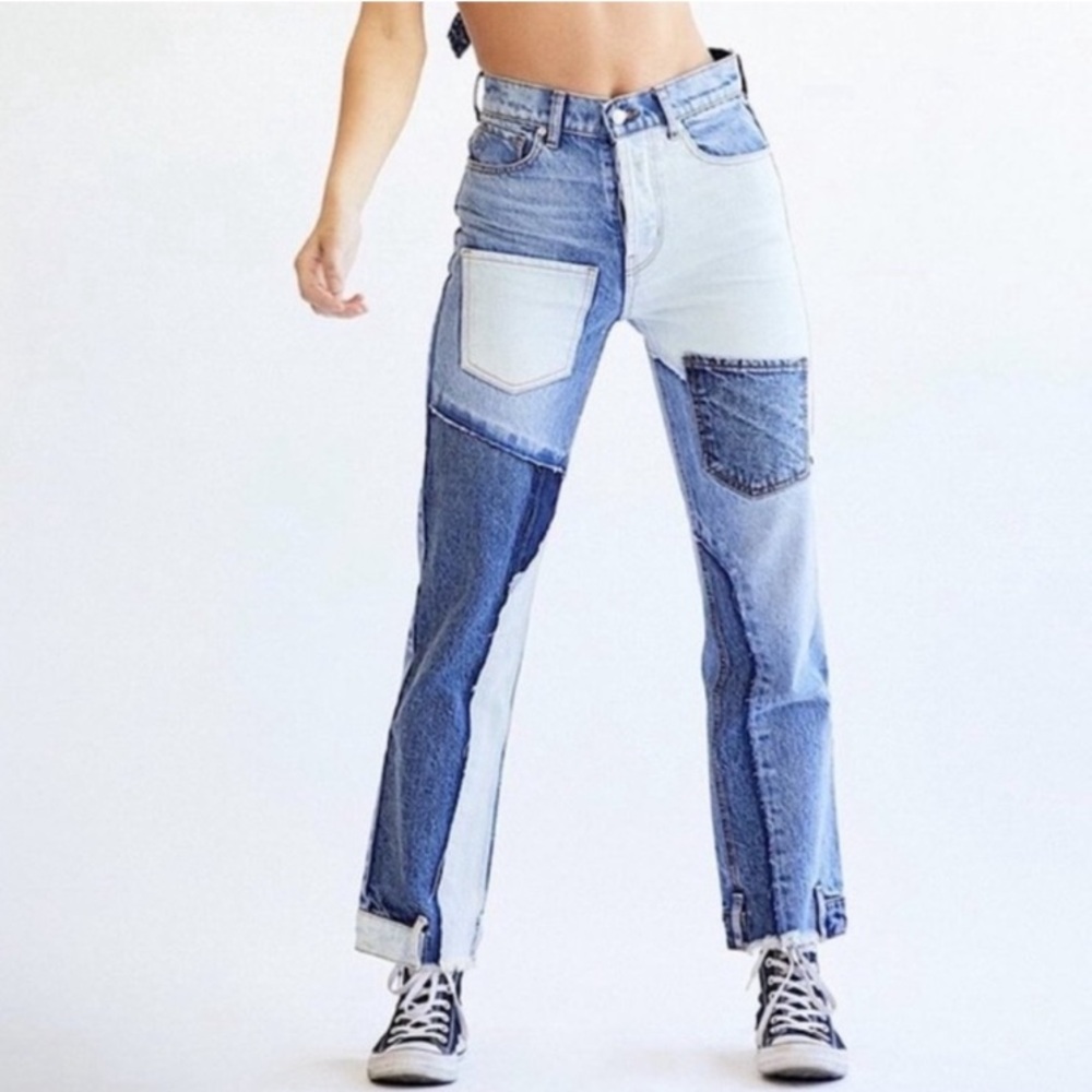 REVICE Patchwork Two-Tone Blue Jeans